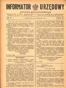 Informator Urzędowy Powiatu Gnieźnieńskiego 1932.10.22 R.81 Nr79