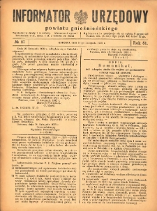 Informator Urzędowy Powiatu Gnieźnieńskiego 1932.11.26 R.81 Nr87