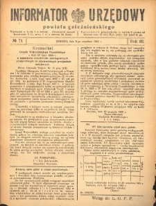 Informator Urzędowy Powiatu Gnieźnieńskiego 1933.09.02 R.82 Nr71