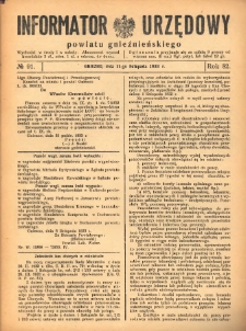 Informator Urzędowy Powiatu Gnieźnieńskiego 1933.11.11 R.82 Nr91