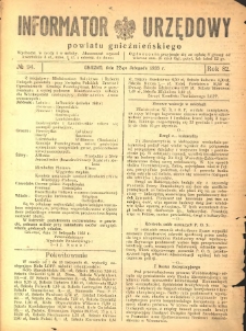 Informator Urzędowy Powiatu Gnieźnieńskiego 1933.11.22 R.82 Nr94
