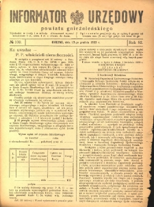 Informator Urzędowy Powiatu Gnieźnieńskiego 1933.12.13 R.82 Nr100