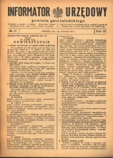 Informator Urzędowy Powiatu Gnieźnieńskiego 1933.04.01 R.82 Nr27