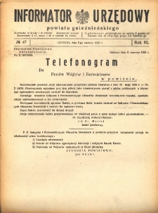 Informator Urzędowy Powiatu Gnieźnieńskiego 1933.06.08 R.82 Nr47