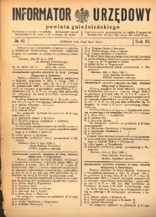 Informator Urzędowy Powiatu Gnieźnieńskiego 1933.07.29 R.82 Nr62