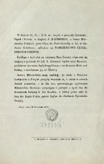 [Zawiadomienie Inc.:] " W dniach 23, 24, i 25 b. m., to jest w przyszły czwartek, piatek i sobotę, w kaplicy ś. Kazimierza ..."