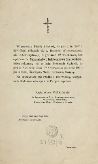 [Zaproszenie Inc.:] " W przyszły piątek i sobotę, to jest dnia 30go i 31go maja odbędzie się ..."
