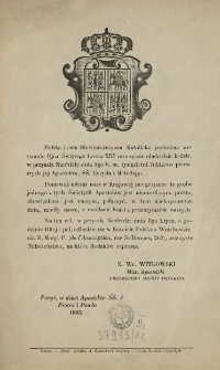 [Zaproszenie Inc.:] " Polska i cała Słowiańszczyzna katolicka posłuszna wezwaniu Ojca Świętego Leona XIII ..."