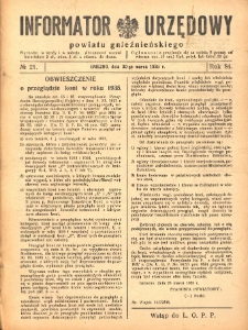 Informator Urzędowy Powiatu Gnieźnieńskiego 1935.03.30 R.84 Nr21