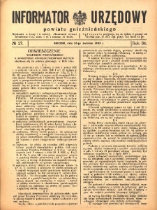 Informator Urzędowy Powiatu Gnieźnieńskiego 1935.04.20 R.84 Nr27