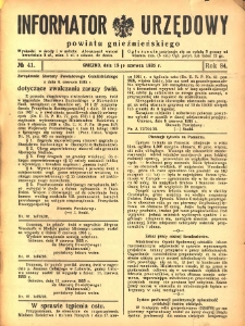 Informator Urzędowy Powiatu Gnieźnieńskiego 1935.06.15 R.84 Nr41