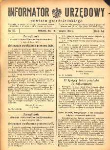 Informator Urzędowy Powiatu Gnieźnieńskiego 1935.08.10 R.84 Nr55