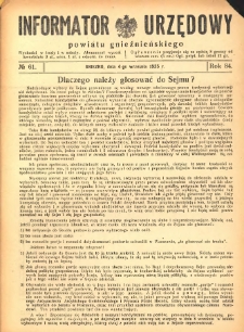 Informator Urzędowy Powiatu Gnieźnieńskiego 1935.09.04 R.84 Nr61