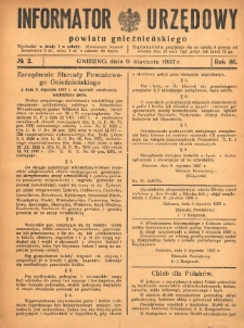 Informator Urzędowy Powiatu Gnieźnieńskiego 1937.01.09 R.86 Nr2