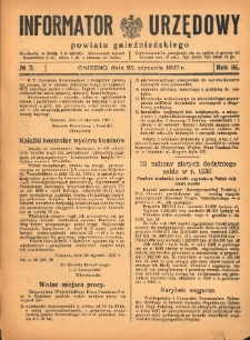 Informator Urzędowy Powiatu Gnieźnieńskiego 1937.01.23 R.86 Nr5