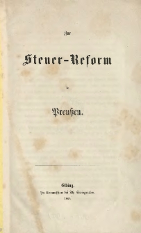 Zur Steuer-Reform in Preussen