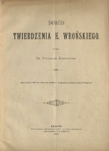 Dow&oacute;d twierdzenia H. Wrońskiego