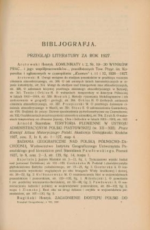 Bibljografja. Przegląd literatury za rok 1927