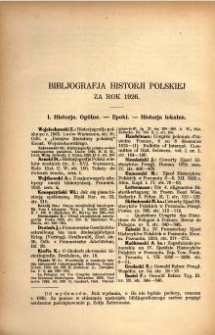 Bibljografja historji polskiej za rok 1926