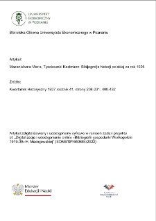 Bibljografja historji polskiej za rok 1926