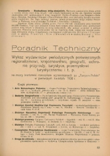 Wykaz wydawnictw periodycznych poświęconych regionalizmowi, krajoznawstwu,geografii, ochronie przyrody, turystyce, przemysłowi turystycznemu i itp
