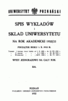 Spis wykład&oacute;w i skład Uniwersytetu na rok akademicki 1932/33