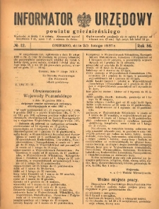 Informator Urzędowy Powiatu Gnieźnieńskiego 1937.02.20 R.86 Nr12