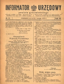 Informator Urzędowy Powiatu Gnieźnieńskiego 1937.02.20 R.86 Nr12