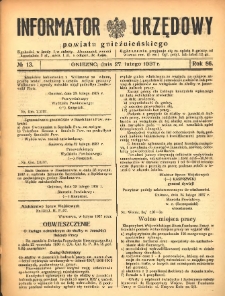 Informator Urzędowy Powiatu Gnieźnieńskiego 1937.02.27 R.86 Nr13