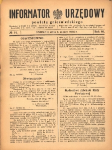 Informator Urzędowy Powiatu Gnieźnieńskiego 1937.03.05 R.86 Nr14