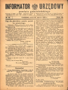 Informator Urzędowy Powiatu Gnieźnieńskiego 1937.03.13 R.86 Nr16