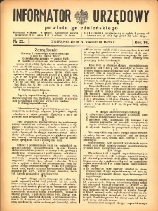 Informator Urzędowy Powiatu Gnieźnieńskiego 1937.04.03 R.86 Nr22
