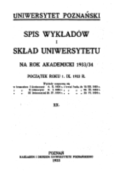 Spis wykładów i skład Uniwersytetu na rok akademicki 1933/34