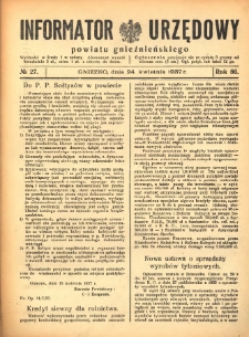 Informator Urzędowy Powiatu Gnieźnieńskiego 1937.04.24 R.86 Nr27