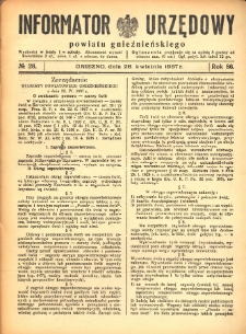 Informator Urzędowy Powiatu Gnieźnieńskiego 1937.04.28 R.86 Nr28