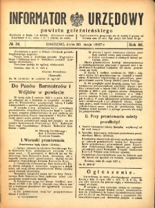 Informator Urzędowy Powiatu Gnieźnieńskiego 1937.05.26 R.86 Nr34