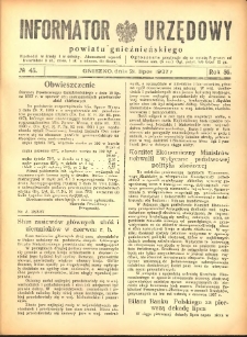 Informator Urzędowy Powiatu Gnieźnieńskiego 1937.07.21 R.86 Nr45