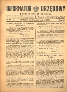Informator Urzędowy Powiatu Gnieźnieńskiego 1937.10.27 R.86 Nr67
