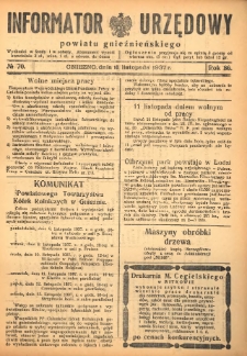 Informator Urzędowy Powiatu Gnieźnieńskiego 1937.11.10 R.86 Nr70