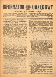 Informator Urzędowy Powiatu Gnieźnieńskiego 1937.11.13 R.86 Nr71
