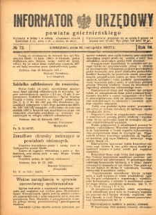 Informator Urzędowy Powiatu Gnieźnieńskiego 1937.11.20 R.86 Nr72