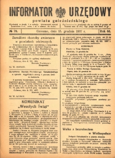 Informator Urzędowy Powiatu Gnieźnieńskiego 1937.12.15 R.86 Nr78