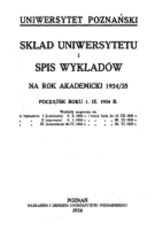 Skład Uniwersytetu i spis wykład&oacute;w na rok akademicki 1934/35