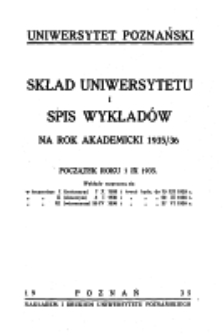 Skład Uniwersytetu i spis wykład&oacute;w na rok akademicki 1935/36
