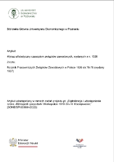 Wykaz alfabetyczny czasopism związk&oacute;w zawodowych, wydanych w r. 1926