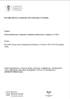 Wykaz alfabetyczny czasopism związk&oacute;w zawodowych, wydanych w 1927 r.