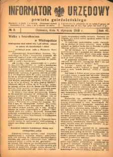 Informator Urzędowy Powiatu Gnieźnieńskiego 1938.01.08 R.87 Nr3