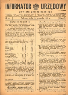 Informator Urzędowy Powiatu Gnieźnieńskiego 1938.01.12 R.87 Nr4