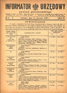 Informator Urzędowy Powiatu Gnieźnieńskiego 1938.01.15 R.87 Nr5