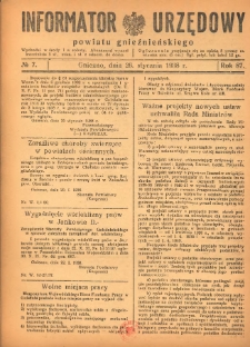 Informator Urzędowy Powiatu Gnieźnieńskiego 1938.01.26 R.87 Nr7